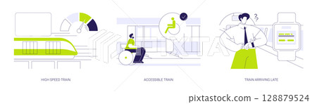 High-speed rail abstract concept vector illustrations. 128879524