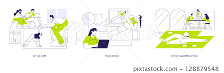Recreational facilities in modern office isolated cartoon vector illustrations se 128879548
