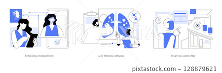 AI in Smart Technology abstract concept vector illustrations. 128879621