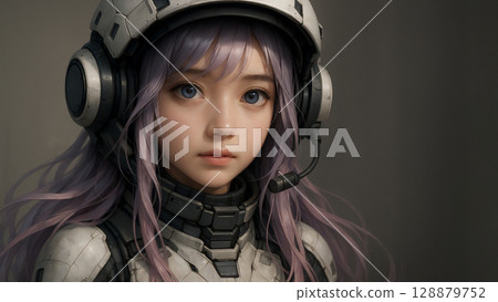 Cyberpunk woman illustration 128879752