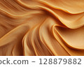 High structure abstract wavy beige light brown cloth fabric texture. Background for banner, texture 128879882