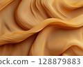High structure abstract wavy beige light brown cloth fabric texture. Background for banner, texture 128879883