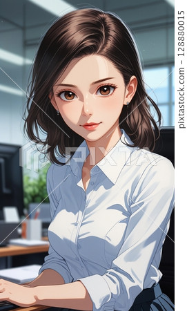 Portrait of a woman working at work Portrait of a woman working at work 128880015