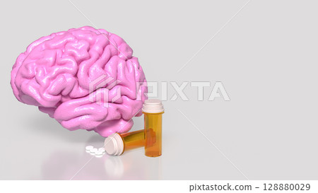The Brain and drug for medical or sci concept 3d Rendering. The Brain and drug for medical or sci concept 3d Rendering. 128880029