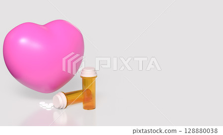 The Heart and Medicine for Health and Medical concept 3d Rendering. The Heart and Medicine for Health and Medical concept 3d Rendering. 128880038