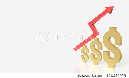 The Gold Dollar and Arrow up for Business concept 3d Rendering. 128880059