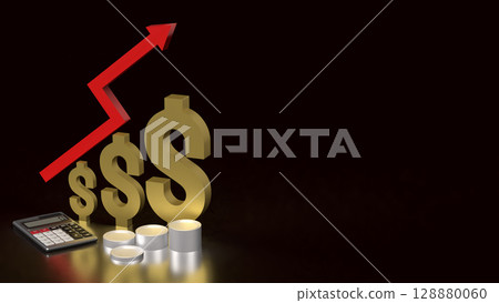 The Gold Dollar and Arrow up for Business concept 3d Rendering. 128880060