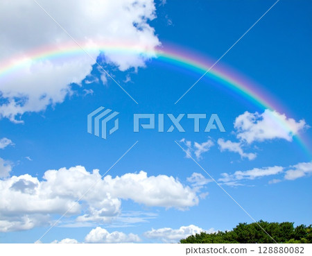 Rainbow over blue sky 128880082