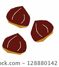A simple and cute illustration of three Japanese chestnuts lined up 128880142