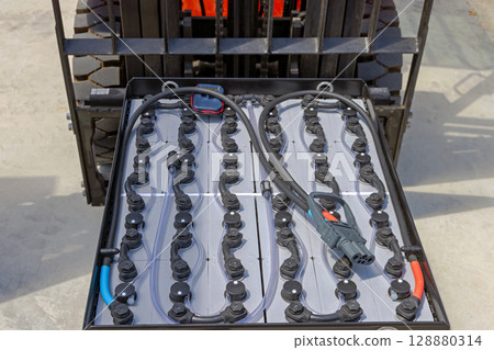 Forklift Battery Top View Forklift Battery Top View 128880314