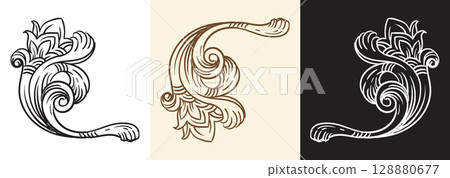 Vintage decorative hand drawing corner vector design element Vintage decorative hand drawing corner vector design element 128880677