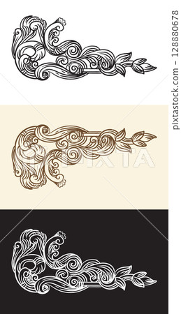 Vintage hand drawing corner vector design element 128880678