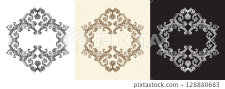 Abstract baroque vintage engraving design element 128880683