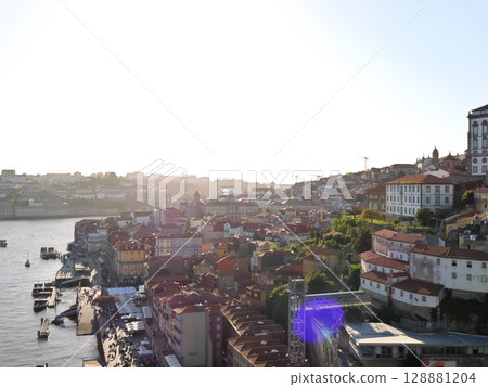 Portugal, Porto, Douro River, view from Dom Luis I Bridge, May evening 128881204