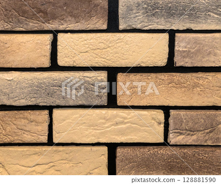 Stone brick wall pattern 128881590