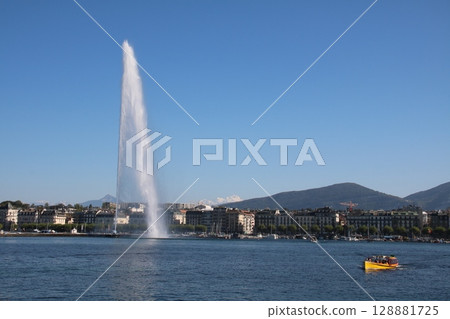 Jet d'Eau, the great fountain on Lake Geneva | An iconic Geneva landmark Jet d'Eau, the great fountain on Lake Geneva | An iconic Geneva landmark 128881725