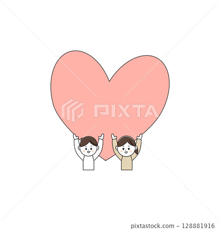 Icon of a child lifting a heart Icon of a child lifting a heart 128881916