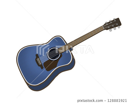 簡單的藍色原聲吉他插圖 簡單的藍色原聲吉他插圖 128881921