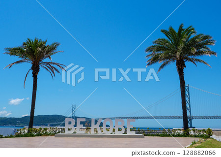 Marinepia Kobe in midsummer: blue skies, palm trees and yachts Marinepia Kobe in midsummer: blue skies, palm trees and yachts 128882066