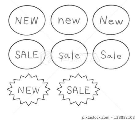 手寫新品與促銷字樣套裝 | 新品、促銷、促銷、新品、英文、字母、手寫 128882108
