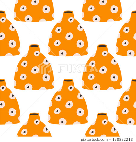 Vector seamless pattern of ceramic vase with abstract design. Cartoon illustration isolated on a white background. Vector seamless pattern of ceramic vase with abstract design. Cartoon illustration isolated on a white background. 128882218