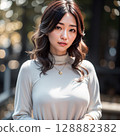 Woman with loose wavy hair 128882382