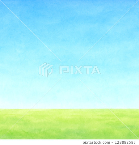 Simple grassland and blue sky background 128882585