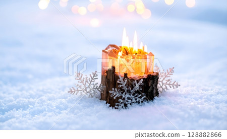 Crystal Candle Holder With Lights in Snow Crystal Candle Holder With Lights in Snow 128882866