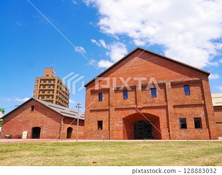 Blue sky and Hirosaki Brick Warehouse Museum (summer), Hirosaki City, Aomori Prefecture 128883032
