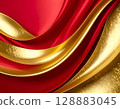 綏爛華麗：金色和紅色編織的日式抽像美感背景素材 128883045