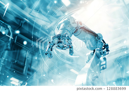 智慧工廠中的機械手臂和未來控制場景 128883699