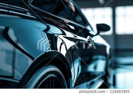 Close-up photo of a sophisticated luxury car 128883905
