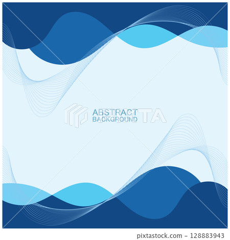 Abstract beach wave background design with blue vector combination, concept design for book cover, wallpaper, swimming pool, marine, lake 128883943