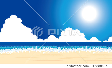 美麗的熱帶海灘和天藍色的天空 美麗的熱帶海灘和天藍色的天空 128884340