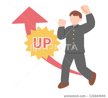 一名身穿制服的男學生走上前來 128884694