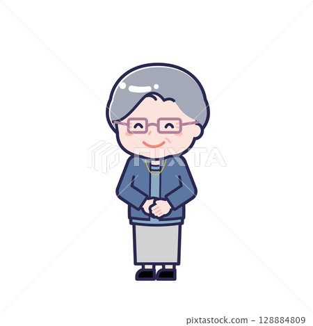 Senior in plain clothes / diagonal / female 01 128884809