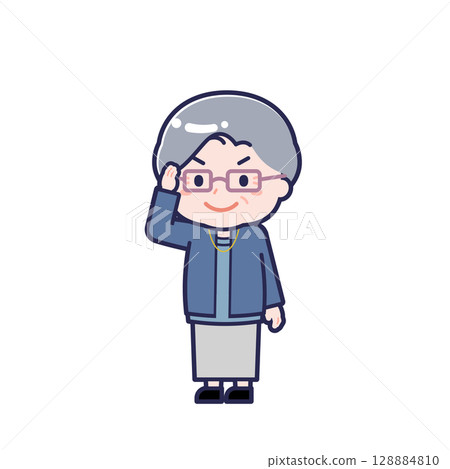 Senior in plain clothes / diagonal / female 02 128884810