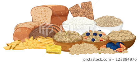 Variety of Healthy Grain-Based Foods 128884970