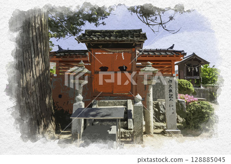 水彩風 吉備津神社 嚴島神社 廣島縣 福山市 水彩風 吉備津神社 嚴島神社 廣島縣 福山市 128885045