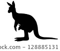Silhouette illustration of a kangaroo raising its young 128885131