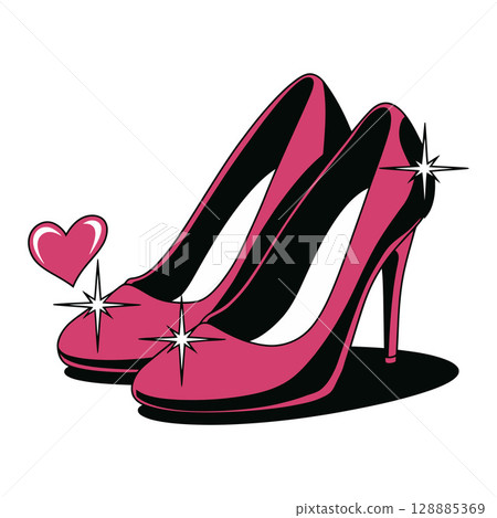 Elegant Pink High Heels with Sparkles 128885369
