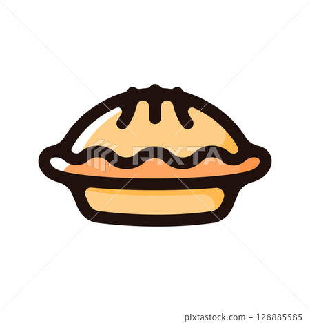 派插圖圖示（麵包店、快餐店、餐廳菜單材料） 128885585