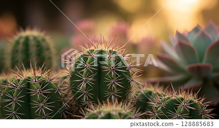 green cactus in the garden 128885683