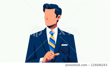 Illustration of a Democratic Party for the People politician giving a speech 128886263