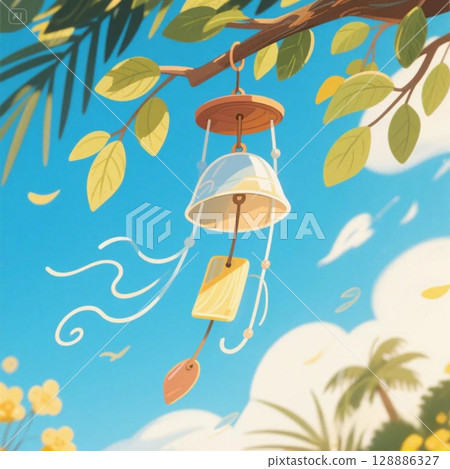 夏天藍天和風鈴 128886327