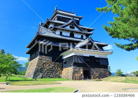 [Shimane Prefecture] Matsue Castle Tower (national treasure) on a clear day 128886466