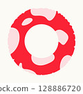 Red swimming ring with pattern. Isolated element for design. Summer, vacation, rest concept. 128886720