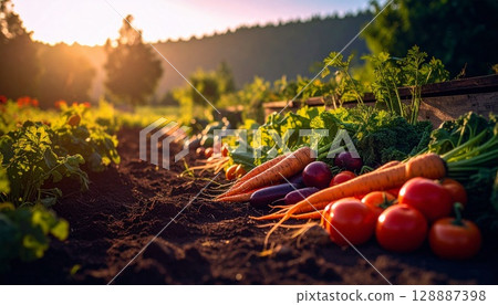 5 Colorful Freshly Picked Vegetables Grown with the Blessings of the Soil 128887398