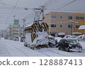 [Number driver blurred] Hakodate Sasara train in winter 128887413