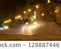 [Driver's license plate number blurred] Snow removal truck running before the first train of the winter in Hakodate 128887446